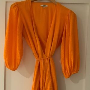 Ganni Wilke Seersucker Tumeric Dress